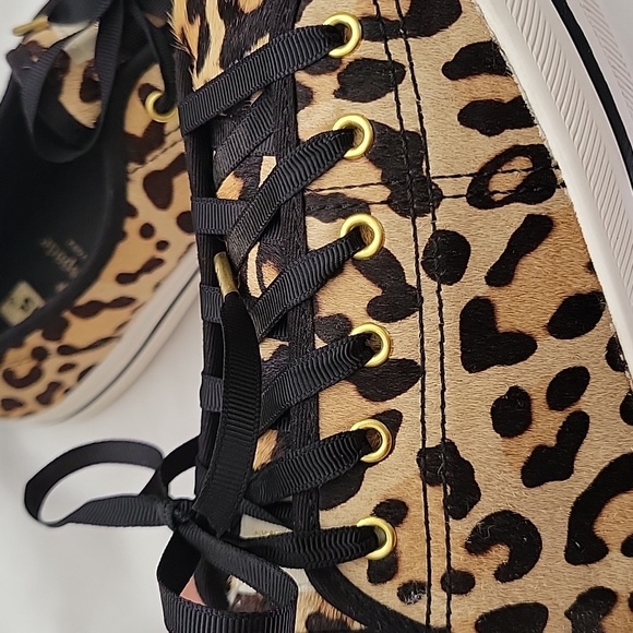 KATE SPADE KEDS. Animal Print Calf Hair Lace-Up Sneakers Kickstart. Size 9 - Picture 12 of 17
